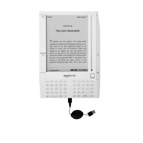 Retractable USB Power Port Ready charger cable designed for the Amazon Kindle (1st Generation) and uses TipExchange