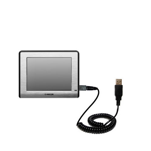 Coiled USB Cable compatible with the Amcor Navigation GPS 3750