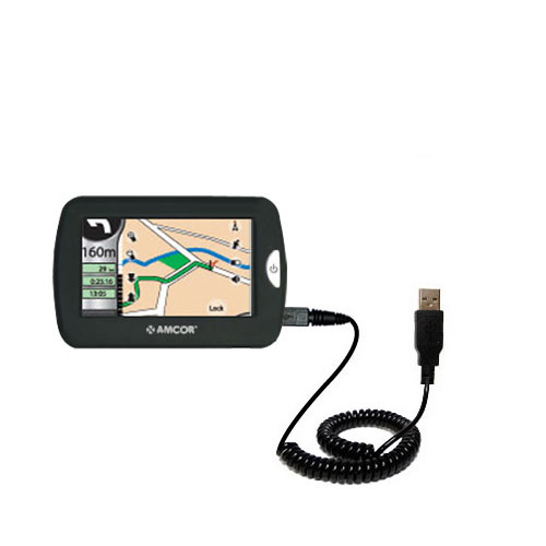 Coiled USB Cable compatible with the Amcor Navigation GPS 4300 4500