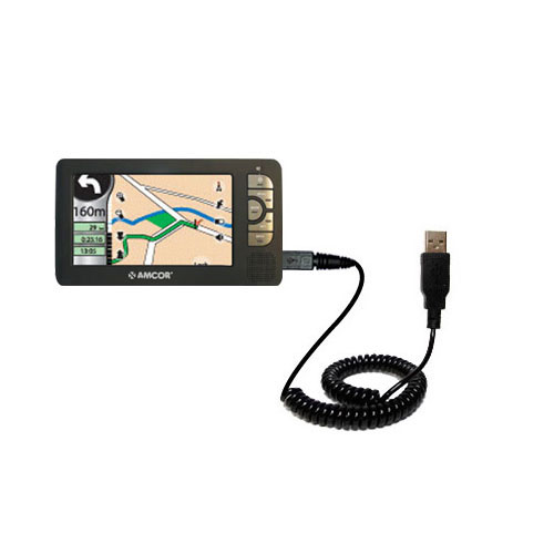 Coiled USB Cable compatible with the Amcor Navigation GPS 5600