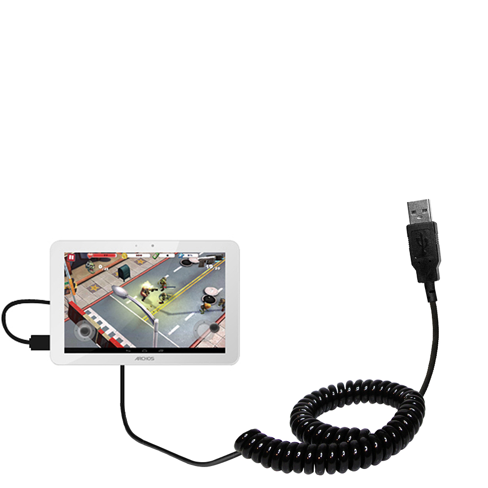 Coiled USB Cable compatible with the Archos 101 Platinum