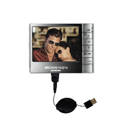 Retractable USB Power Port Ready charger cable designed for the Archos 404 Camcorder CAM and uses TipExchange