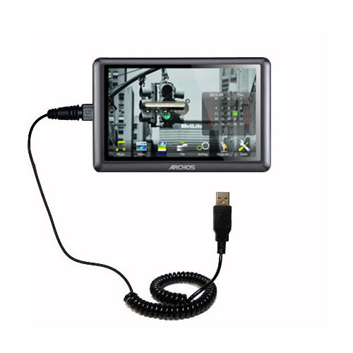 Coiled USB Cable compatible with the Archos 50b Vision
