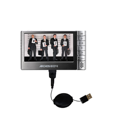 Retractable USB Power Port Ready charger cable designed for the Archos 604 and uses TipExchange