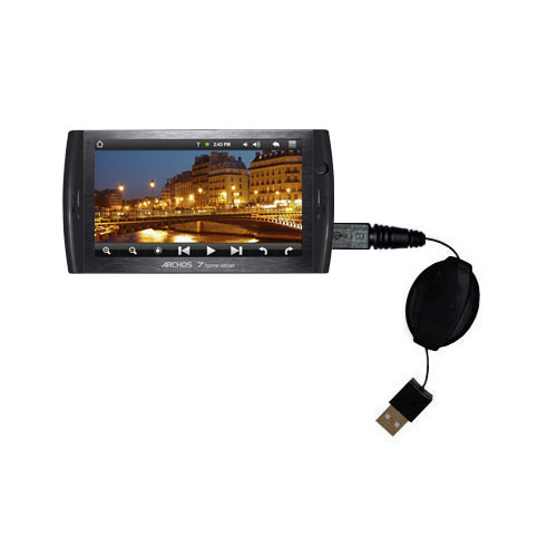 Retractable USB Power Port Ready charger cable designed for the Archos 7 Home Tablet with Android and uses TipExchange