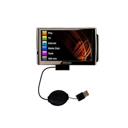 Retractable USB Power Port Ready charger cable designed for the Archos 7 and uses TipExchange