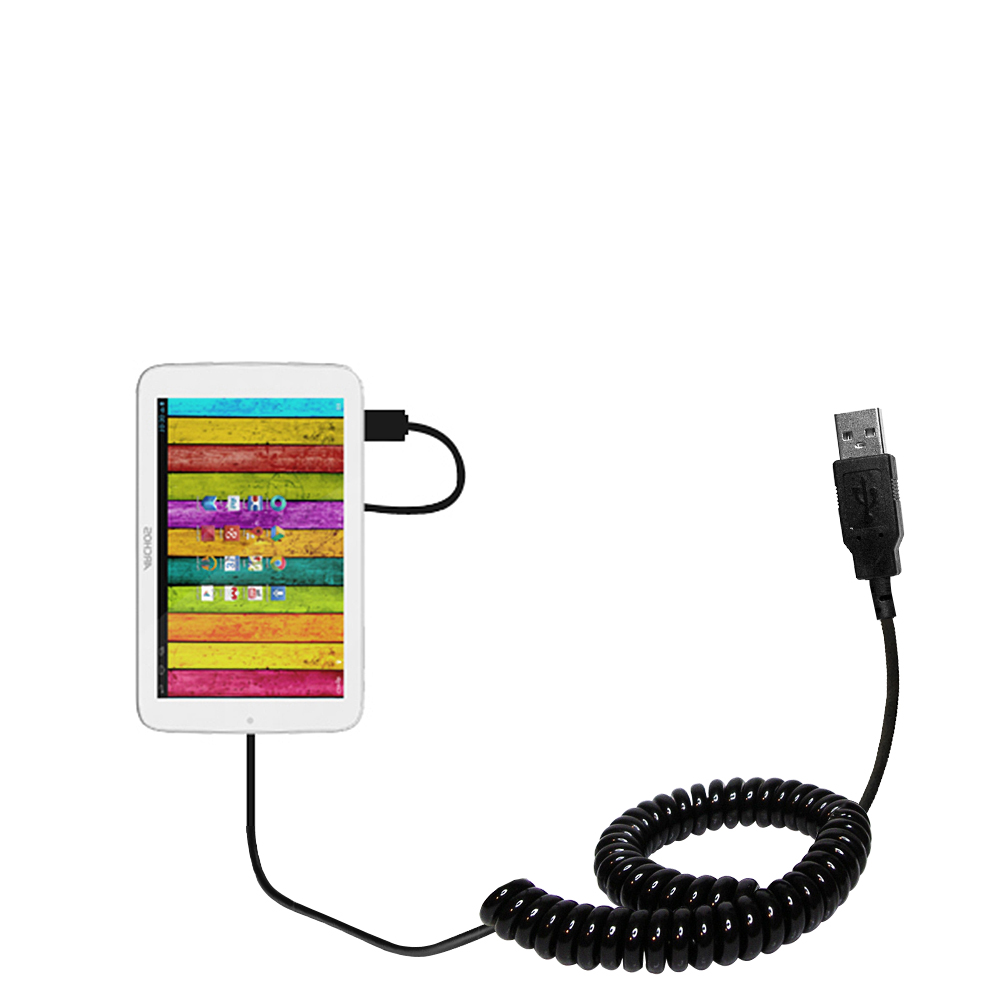Coiled USB Cable compatible with the Archos 70 / 70b Titanium
