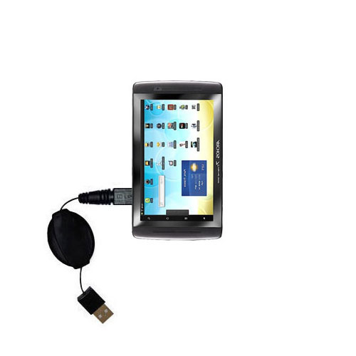 Retractable USB Power Port Ready charger cable designed for the Archos 70 Internet Tablet and uses TipExchange