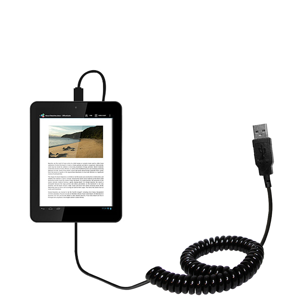 Coiled USB Cable compatible with the Archos 80 Cobalt