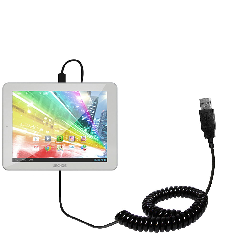 Coiled USB Cable compatible with the Archos 80b Platinum