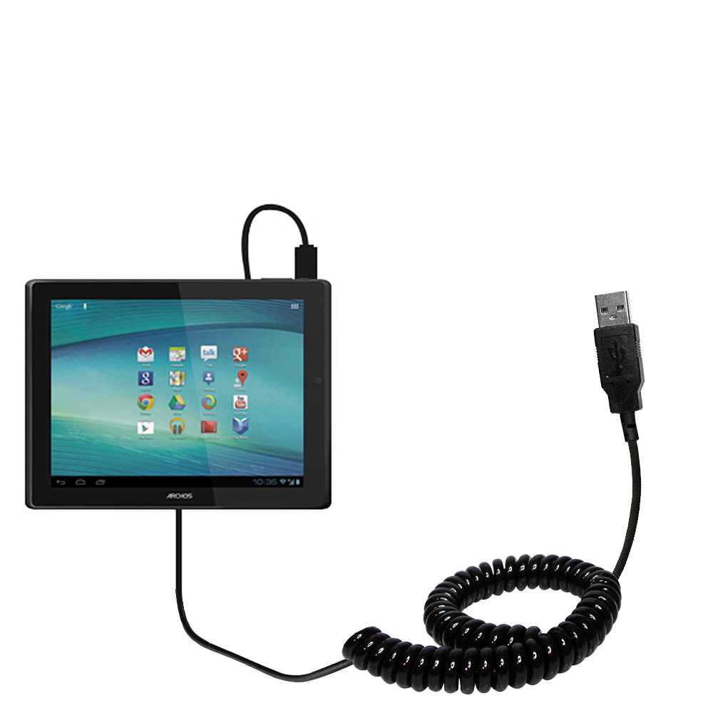 Coiled USB Cable compatible with the Archos 97 Carbon