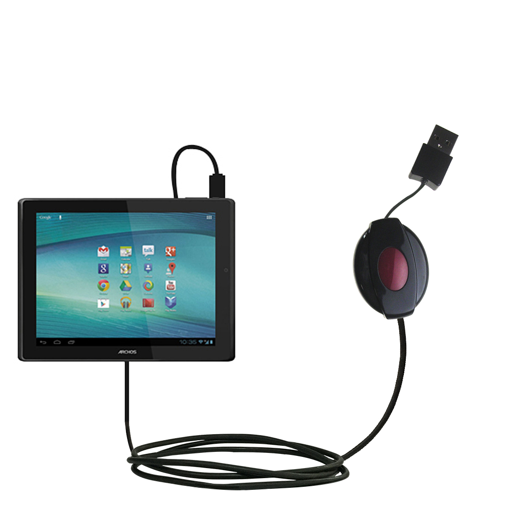 Retractable USB Power Port Ready charger cable designed for the Archos 97 Carbon and uses TipExchange