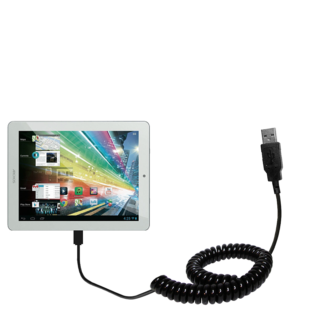 Coiled USB Cable compatible with the Archos 97b Platinum