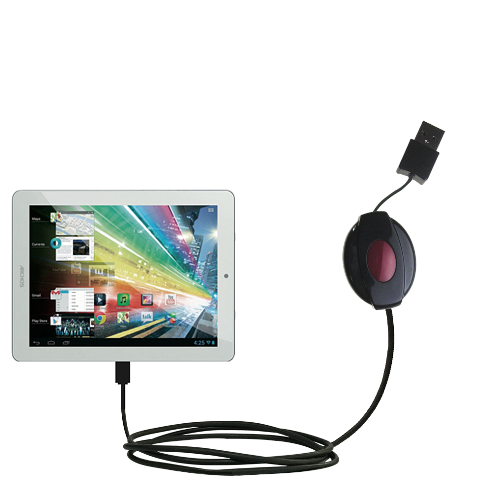Retractable USB Power Port Ready charger cable designed for the Archos 97b Platinum and uses TipExchange