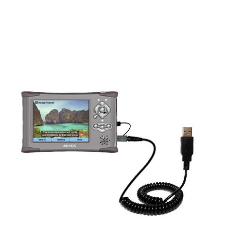 Coiled USB Cable compatible with the Archos AV400 AV410 AV420 AV440 AV480 Series