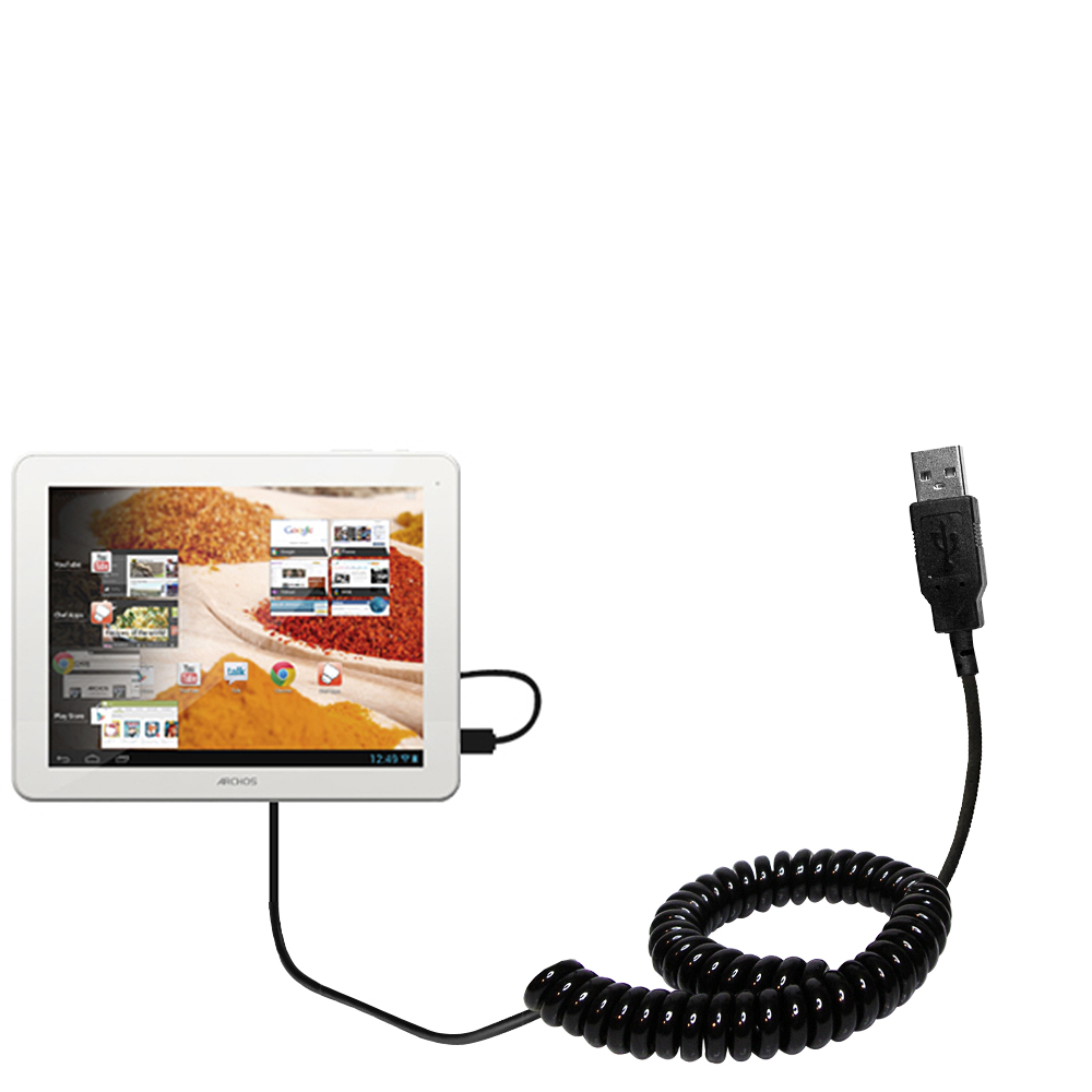 Coiled USB Cable compatible with the Archos Chefpad