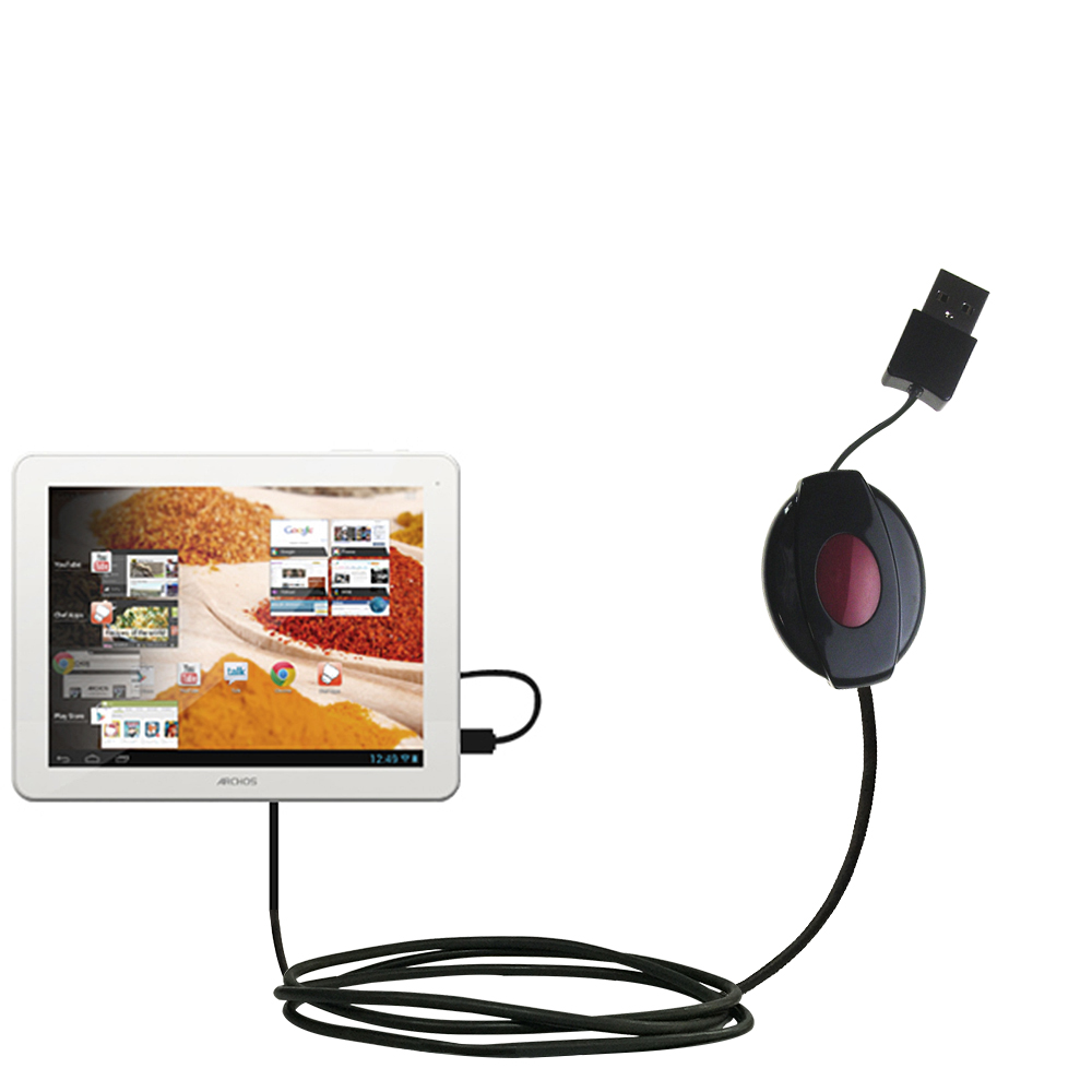 Retractable USB Power Port Ready charger cable designed for the Archos Chefpad and uses TipExchange
