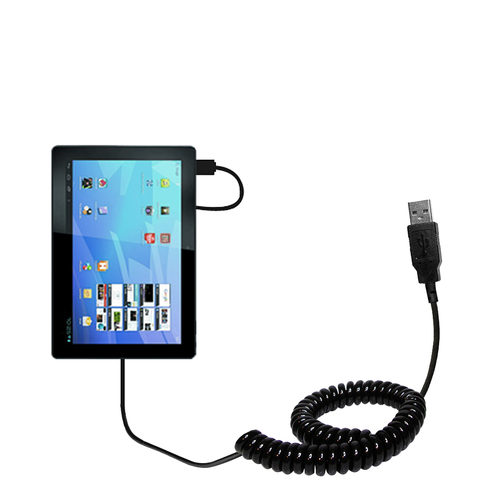 Coiled USB Cable compatible with the Archos Familypad 2