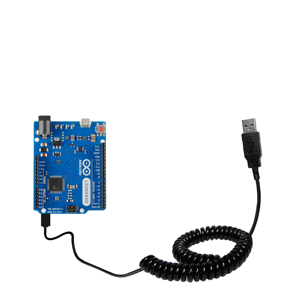 Coiled USB Cable compatible with the Arduino Leonardo