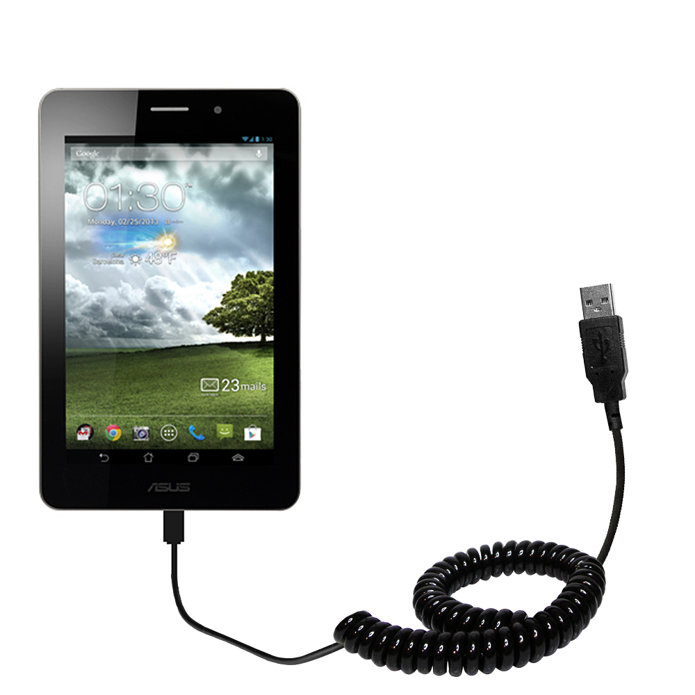 Coiled USB Cable compatible with the Asus FonePad