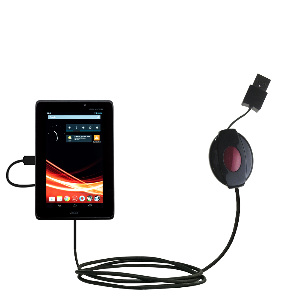 Retractable USB Power Port Ready charger cable designed for the Asus Iconia Tab A110 and uses TipExchange