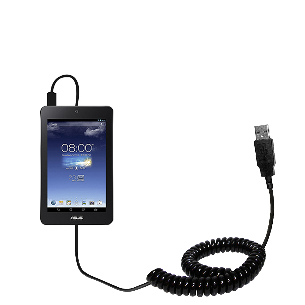 Coiled USB Cable compatible with the Asus MeMO Pad HD7