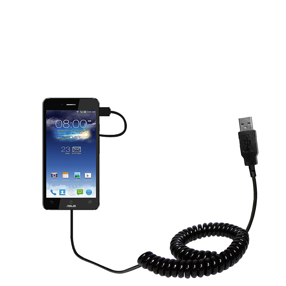 Coiled USB Cable compatible with the Asus Padfone Infinity