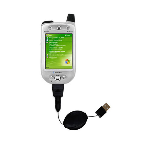 Retractable USB Power Port Ready charger cable designed for the Audiovox 5050 Pocket PC Phone and uses TipExchange