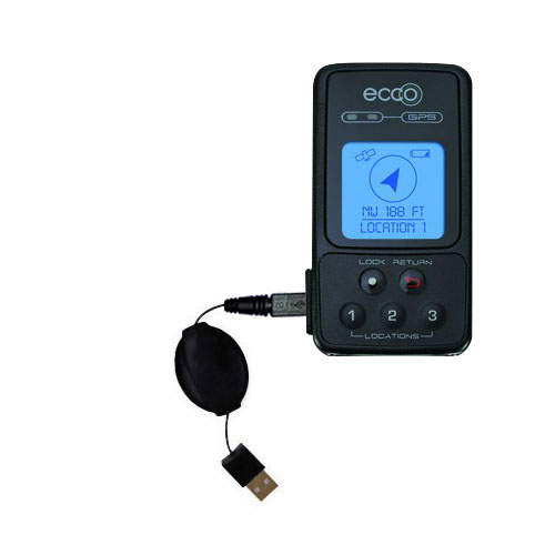 Retractable USB Power Port Ready charger cable designed for the Audiovox ECCO Personal Navigation Device and uses TipExchange