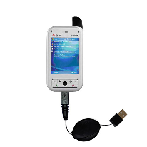 Retractable USB Power Port Ready charger cable designed for the Audiovox PPC 6700 and uses TipExchange
