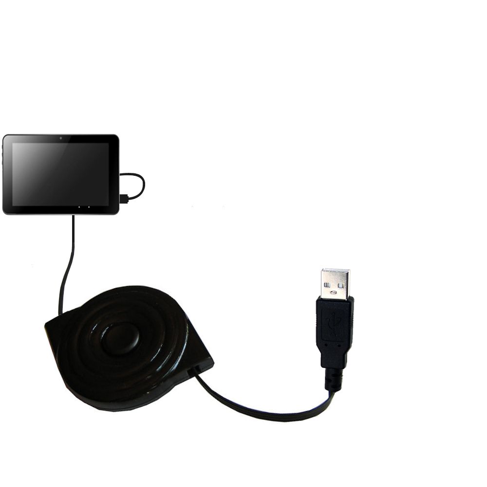 Retractable USB Power Port Ready charger cable designed for the Avatar Sirius S702-R1B-2 and uses TipExchange