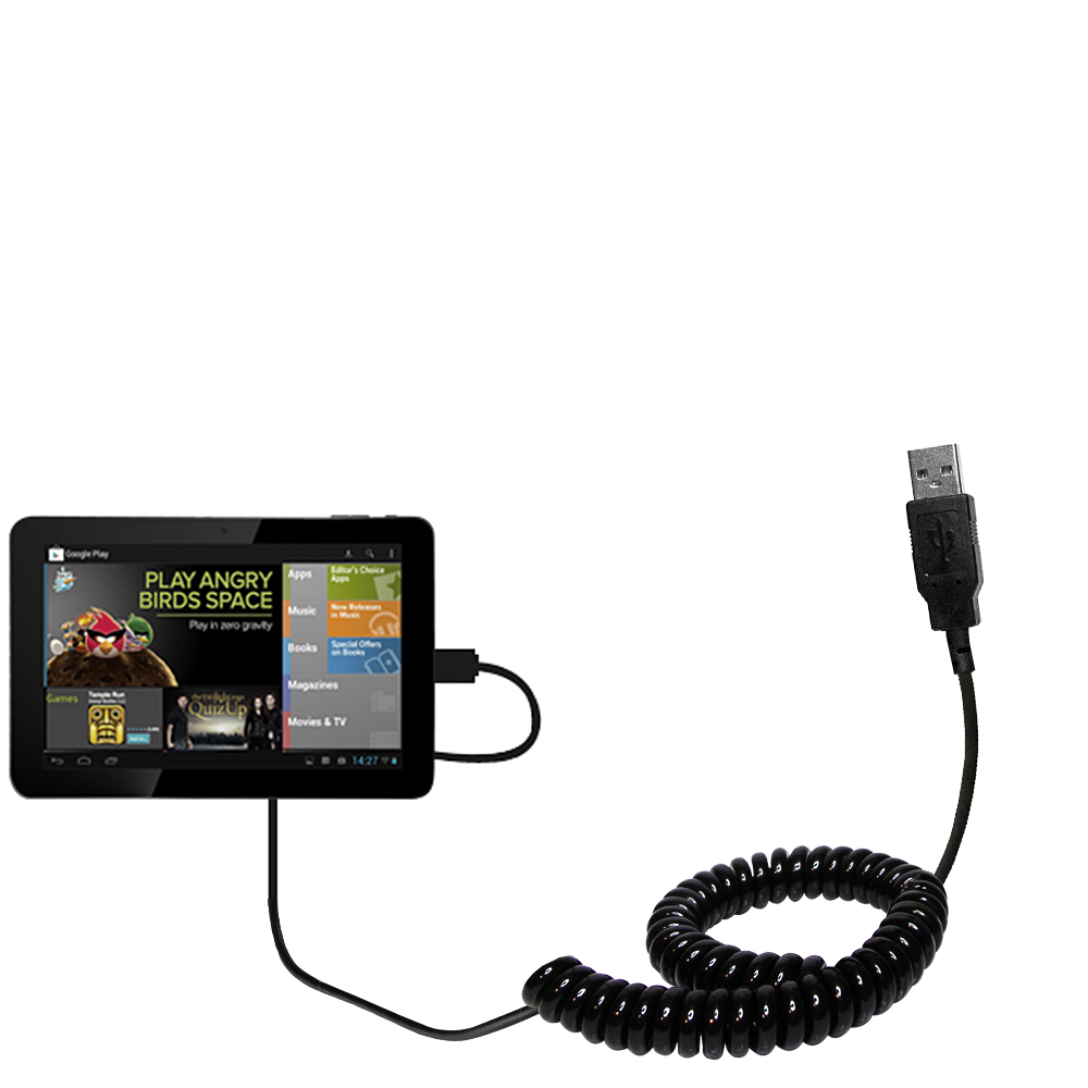 Coiled USB Cable compatible with the Azpen A1020