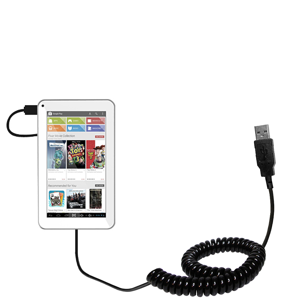 Coiled USB Cable compatible with the Azpen A720 / A721
