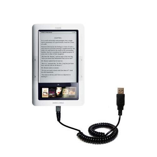 Coiled USB Cable compatible with the Barnes and Noble Nook 3G Wi-Fi