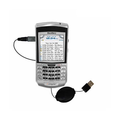 Retractable USB Power Port Ready charger cable designed for the Blackberry 7100 7105 7130 7150 and uses TipExchange