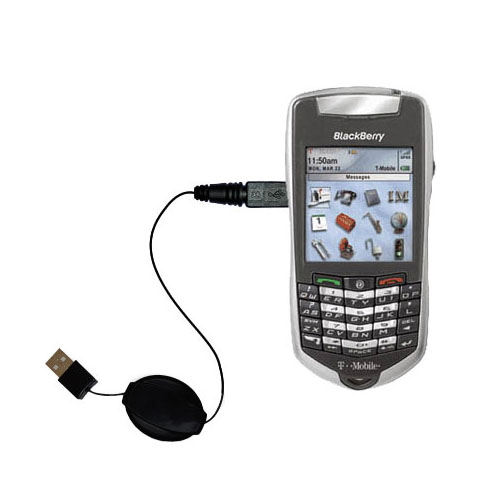Retractable USB Power Port Ready charger cable designed for the Blackberry 7105t and uses TipExchange