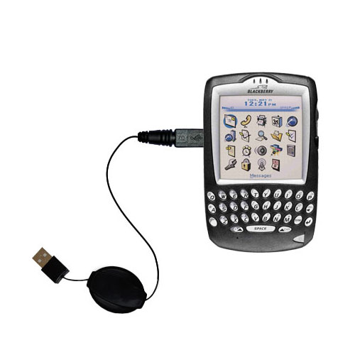 Retractable USB Power Port Ready charger cable designed for the Blackberry 7730 7750 7780 and uses TipExchange