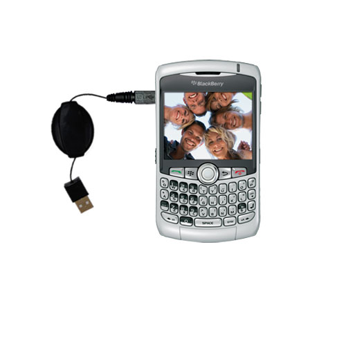 Retractable USB Power Port Ready charger cable designed for the Blackberry 8300 Curve and uses TipExchange