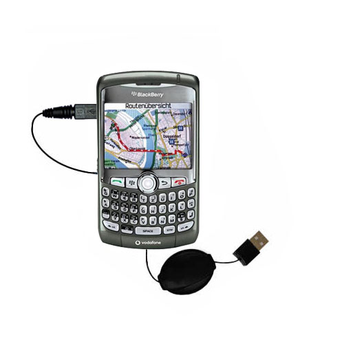 Retractable USB Power Port Ready charger cable designed for the Blackberry 8310 and uses TipExchange