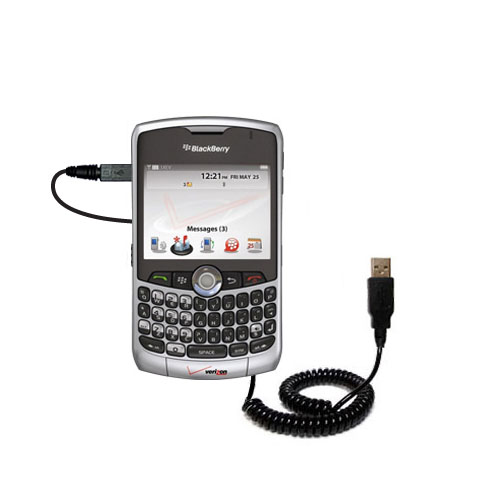 Coiled USB Cable compatible with the Blackberry 8300 8310 8320 8330