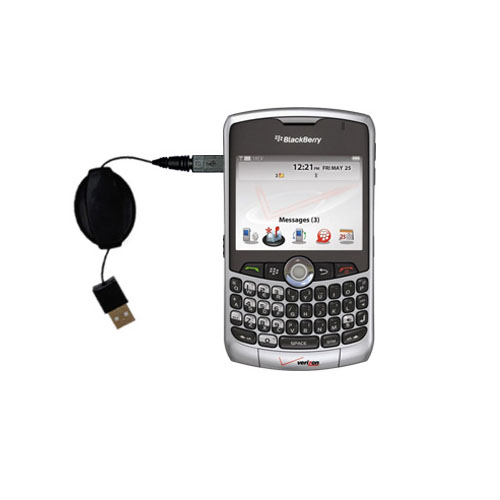 Retractable USB Power Port Ready charger cable designed for the Blackberry 8300 8310 8320 8330 and uses TipExchange