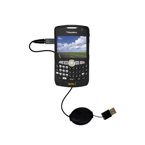 Retractable USB Power Port Ready charger cable designed for the Blackberry 8350i and uses TipExchange