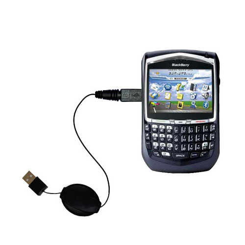 Retractable USB Power Port Ready charger cable designed for the Blackberry 8700 8700g 8700e 8700r and uses TipExchange