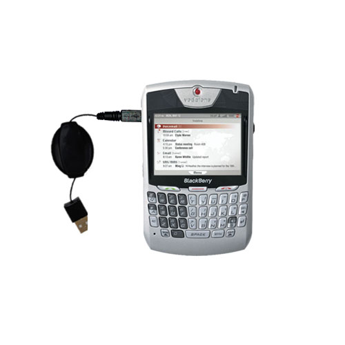 Retractable USB Power Port Ready charger cable designed for the Blackberry 8707v and uses TipExchange