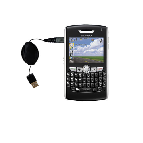 Retractable USB Power Port Ready charger cable designed for the Blackberry 8800 and uses TipExchange