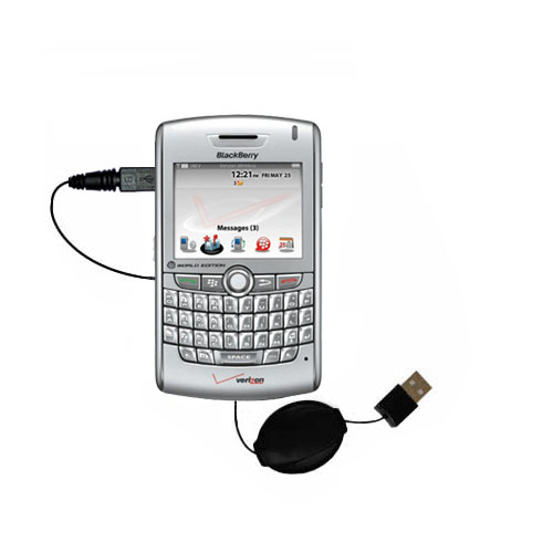Retractable USB Power Port Ready charger cable designed for the Blackberry 8800 8820 8830 and uses TipExchange