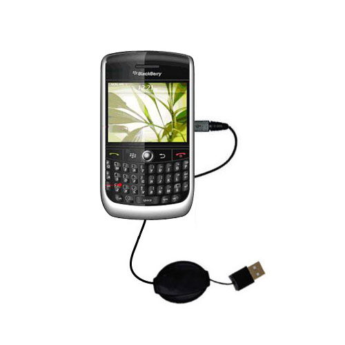 Retractable USB Power Port Ready charger cable designed for the Blackberry 9300 and uses TipExchange