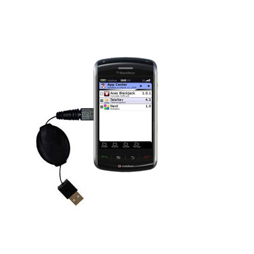Retractable USB Power Port Ready charger cable designed for the Blackberry 9570 and uses TipExchange