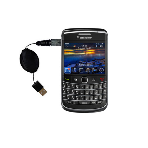 Retractable USB Power Port Ready charger cable designed for the Blackberry 9700 and uses TipExchange