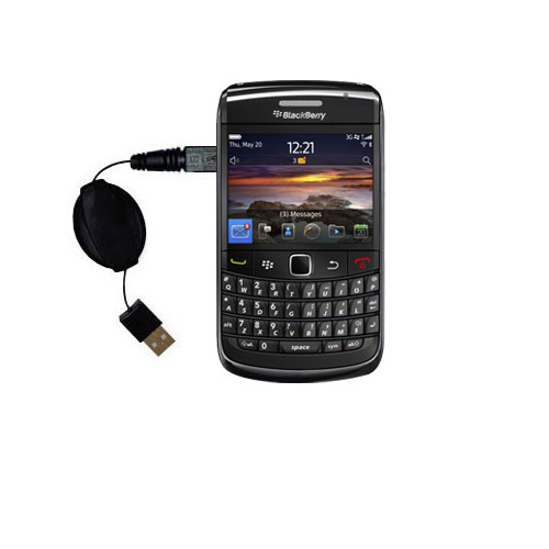 Retractable USB Power Port Ready charger cable designed for the Blackberry Bold 9780 and uses TipExchange